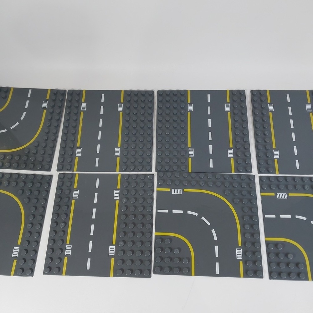 8 Road Building Block Base Plates for Large Blocks